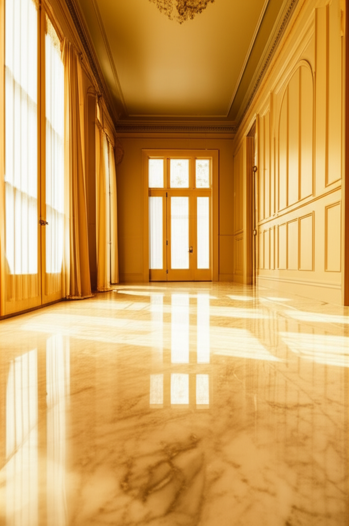 Polished marble floor in luxury New Orleans home