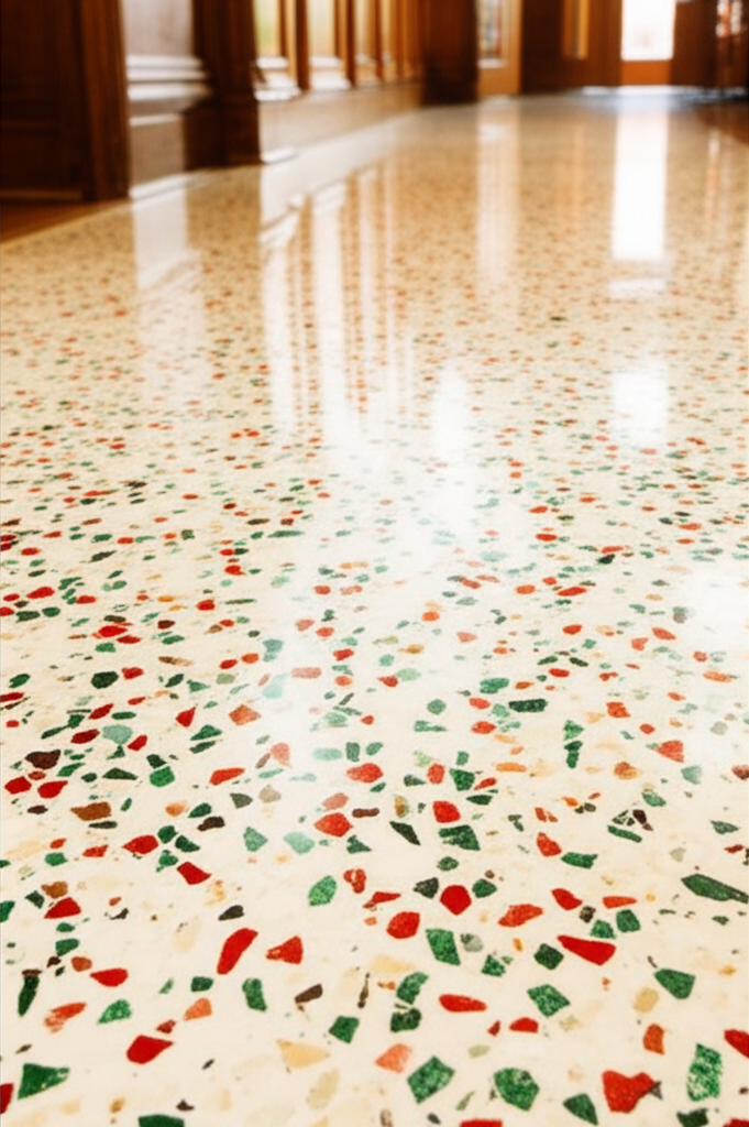 Restored mid-century terrazzo floor